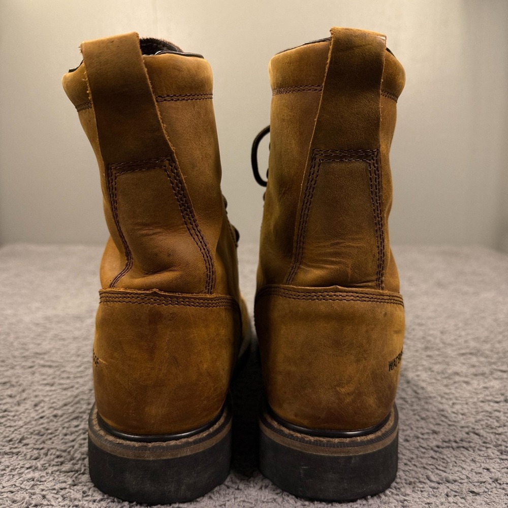 Justin Work Boots Mens 8.5 EE Brown Leather WK961 Waterproof Steel Toe 8 Inch - Picture 8 of 14